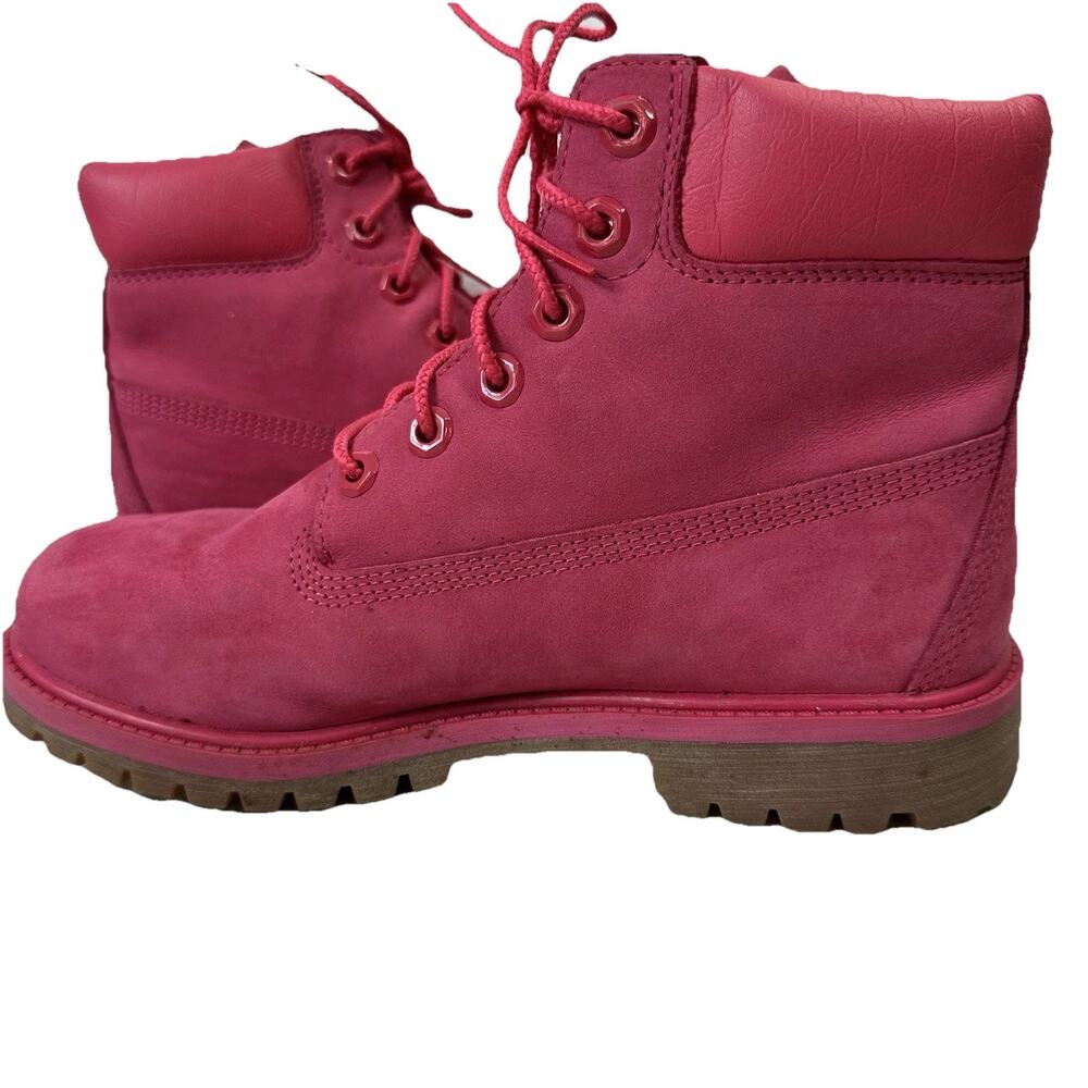 Timberland Girls 6" inch Waterproof Boots Lace Up Hot Pink Size 6 Women 8 Nubuck